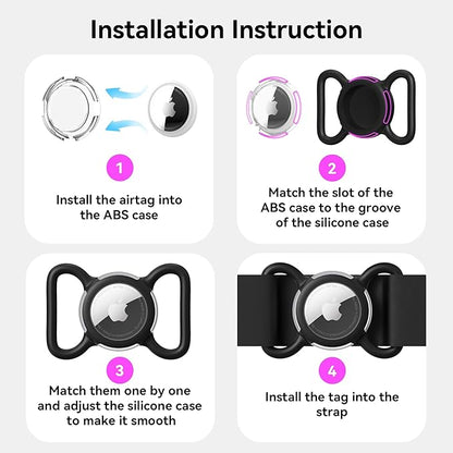 Waterproof Airtag Holder for Dog Collar, Soft Full-Body Protective Airtag Holder for Dog & Cat Collars, Ultra-Durable, Easy Installation, Lightweight Clear Airtag Case (Pink, Large)