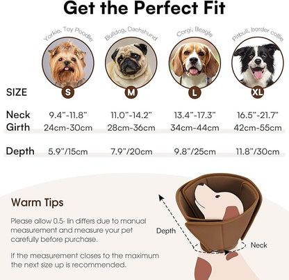 Queenmore Dog Cones for Large Dogs,Soft Dog Cone Stop Licking After Surgery, Adjustable Pet E-Collar Alternative for Wound Healing,Coffee,X-Large
