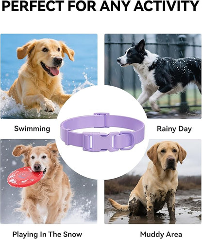 Waterproof Dog Collar, Rubber Adjustable Collars with Quick Release Buckle, Odor-Resistant, Easy to Clean Pet Collars for Small Medium or Large Dogs (Purple, M 11.8-18.5 inch)