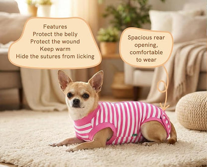 Dog Recovery Suit Post Surgery Shirt,Large Female Spay Wound Protective Suit,Pink L