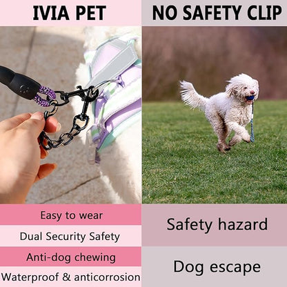 2 PCS Dog Collar Metal Safety Clip, Harness Collar Leash Chain Connector, Heavy Duty Double End Spring Backup Buckle Clasp, Escape-Proof Safety Accessory (Small, Black)