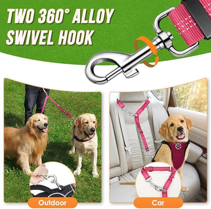 AUTOWT Double Dog Leash, No Tangle 360°Swivel Rotation Reflective Lead Attachment Adjustable Length Dual Two Dogs Lead Splitter, Comfortable Shock Absorbing Walking Training for 2 Dogs
