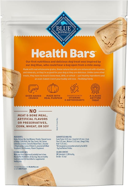 Blue Buffalo Health Bars Crunchy Dog Biscuits, Oven-Baked with Natural Ingredients, Pumpkin & Cinnamon, 16-oz Bag (Pack of 2)