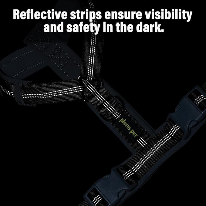 Plutus Pet No Pull Dog Harness, Adjustable Nylon Harness with Soft Padding, Reflective and Heavy Duty Dog Harness for Small, Medium, Large Dogs(Chocolate, L)