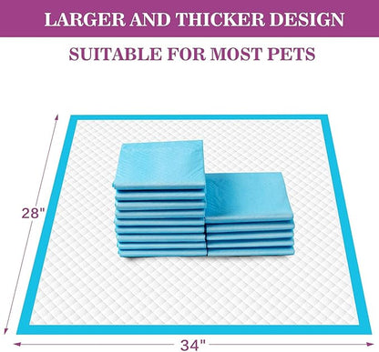 IMMCUTE Dog Pee Pads Extra Large 28"x34", X-Large Training Puppy Pee Pads Super Absorbent & Leak-Proof, XL Disposable Pet Piddle Pad and Potty Pads for Dogs, Puppies, Doggie (60 Count)
