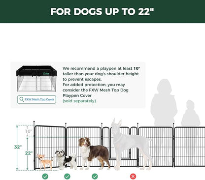 FXW Rollick Unleashed Dog Playpen for Indoor, Yard, RV Camping, 32 inch 16 Panels for Small and Medium Dogs, Black│Patented