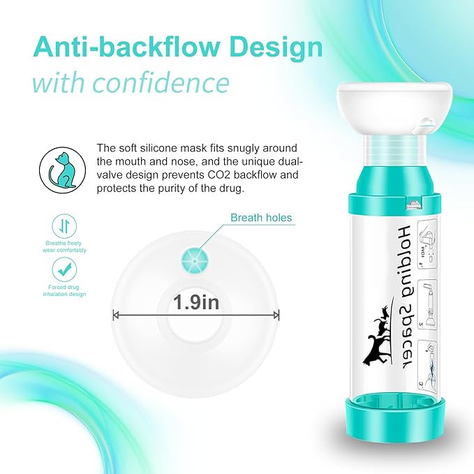 Cat Inhaler Spacer with Round Silicone Mask – Feline Aerosol Chamber for Cats and Kittens with a Respiratory Condition, Helps Medication Delivery, Includes 1 Mask Sizes