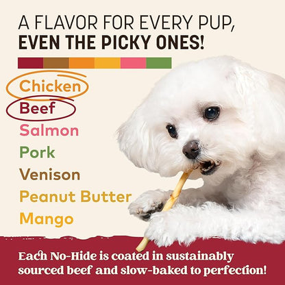 Earth Animal No Hide Stix - Long Lasting Rawhide Free Small Dog Chews Sticks, Chicken & Beef Variety Bundle - 40 Count Value Pack