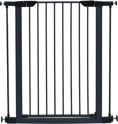 MidWest Homes for Pets 39-Inch High Walk-Thru Pressure Mounted Steel Dog Gate, Expands to 38 Inches Wide, Includes 3-inch Extensions, Textured Graphite
