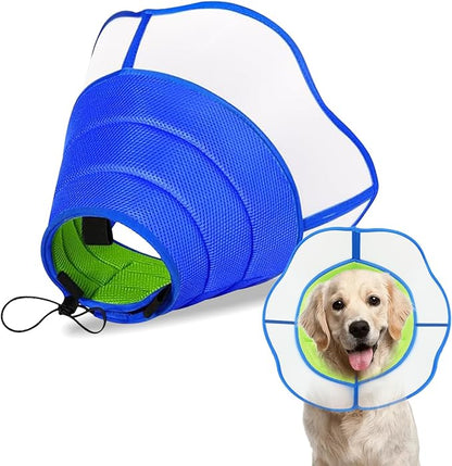 Dog Cone,Agemin Recovery Collar Cone (Large(Neck:15-17in),Thickened Farbic Soft and Comfortable Anti-Licking,Suitable for Dog Wound Care,Postoperative Use