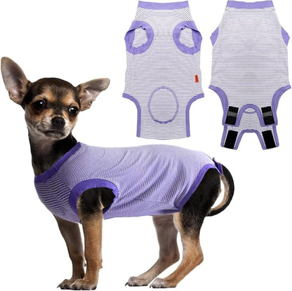 Dog Surgery Recovery Suit for Male Female, Spay Neuter Cone Alternative Surgical Onesie, Purple, X-Small