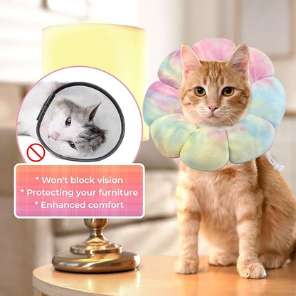 Adjustable Dog Cone Collar, Soft Dog Elizabethan Collar Recovery E Collar After Surgery, Recovery E-Collar for Kittens/Puppies and Cats Recovery (Pink Blue, M)
