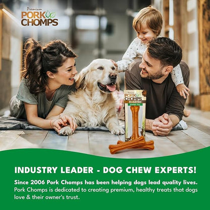 Pork Chomps Roasted Pressed Pork Skin Dog Chew, 7-inch Bone, 1 Count (Pack of 5)