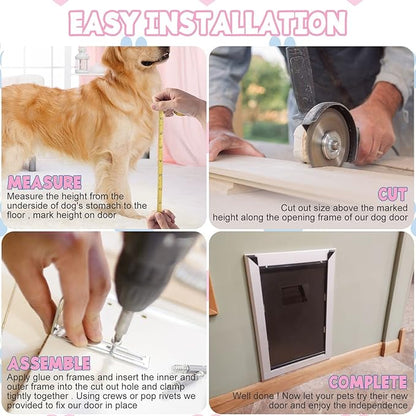 SmarketBuy Aluminium Extra Large Dog Door 17.5" W x 27.7" H Weatherproof Aluminum Frame Pet Door with Sliding Lock Panel Easy to Install Durable Magnetic Double Flaps Pet Door for Dogs Up to 220LBS