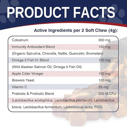 Allergy Relief Chews for Dogs 200 Treats Dog Seasonal Allergy and Immune Bites Dog Itching Skin Anti Itch Licking Paws Treatment Itchy Skin Relief Allergies Support Probiotic Chew Supplement for Dogs