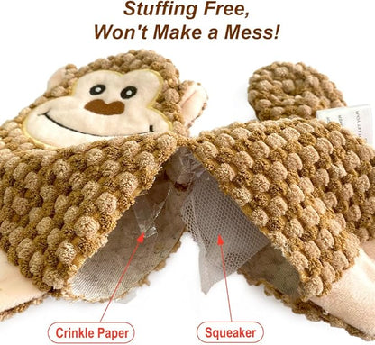 AZSSMUK Cute No Stuffing Dog Toy for Small, Medium Breeds, Fun for Indoor Puppies with Soft Squeaker and Crinkle Paper, No Mess Chew and Play (4 Pack)
