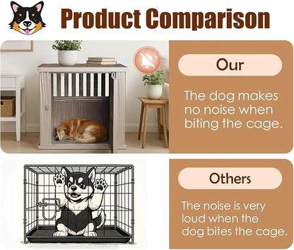 42 Inch Dog Crate Furniture Lockable Dog Kennel Indoor for Large Dogs and Medium Heavy Duty Pet Crate Decorative Pet Cage End Table,Grey
