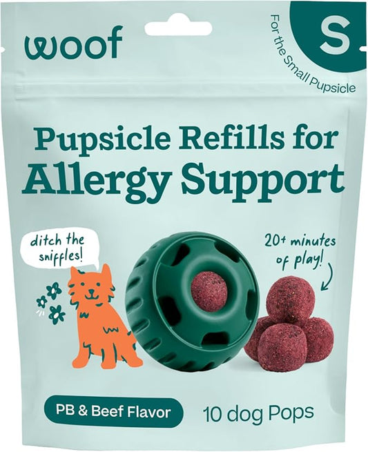WOOF Pupsicle Refill Pops for Allergy Support for Dogs - Allergy Dog Treats for the Pupsicle Toy to Support Your Dog’s Natural Immune Defenses - Small Pops - 10 Count