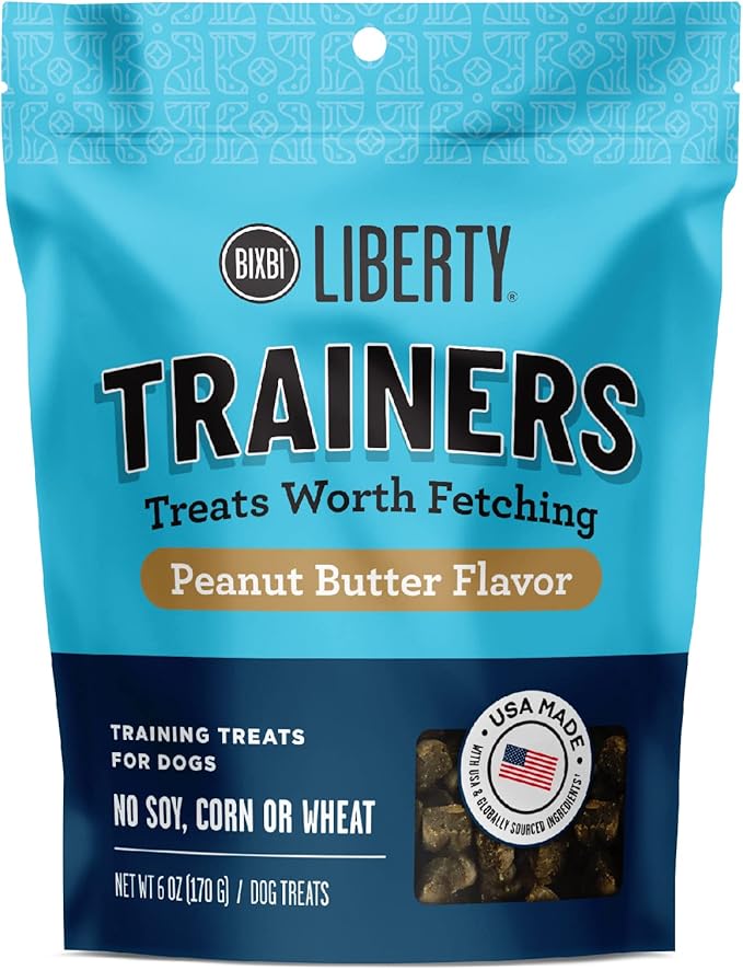 BIXBI Liberty Trainers, Peanut Butter - Small Training Treats for Dogs - Low Calorie, All Natural Grain Free Dog Treats