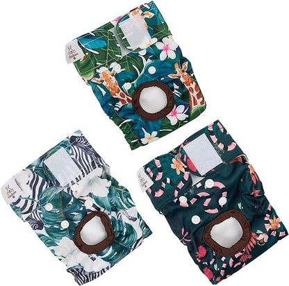 CuteBone Dog Diapers Female Washable Small Medium Large 3 Pack Reusable Doggie Diapers Puppy Period Pants for Doggy Heat Cycle Peeing