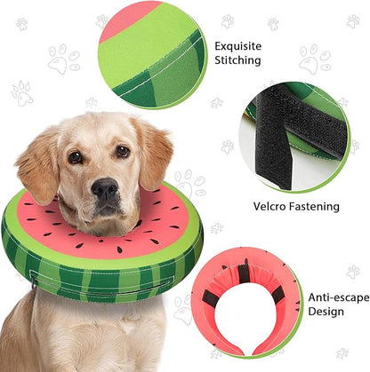 MIDOG Soft Inflatable Dog Cone, Donut E-Collar Alternative for After Surgery, Prevents Licking, Allowing Normal Eating & Vision, Comfortable Recovery Collar for Small Medium Large Dogs & Cats, Red-S