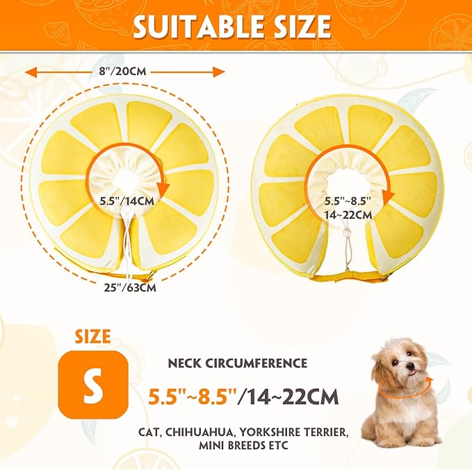 Inflatable Dog Cone, Protective Inflatable Collar for Small Dogs,Soft Adjustable Pet Cone Alternative After Surgery for Wound Healing and Prevent from Biting or Scratching