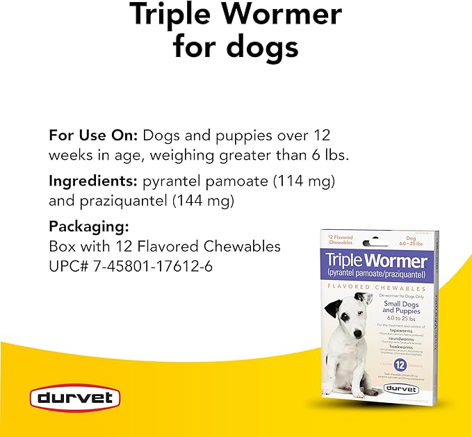 Durvet 12-Pack Triple Wormer Tablets for Puppies and Small Dogs