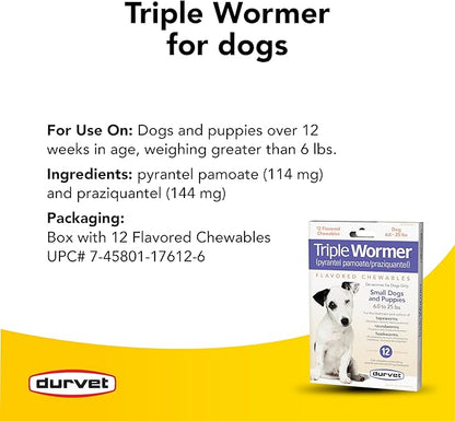 Durvet 12-Pack Triple Wormer Tablets for Puppies and Small Dogs