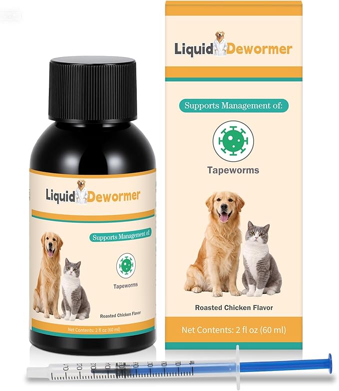 Dewormer for Pets, No More Tapeworms in Cats and Dogs,Tapeworm Support Liquid Formula, 60 ml