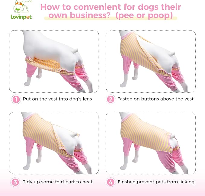 LovinPet Dog Recovery Suit for Large Medium Dogs - Full Coverage Dog's Bodysuit Wound Protective Surgical for Abdominal Wounds After Surgery Anti-Licking Cut-Out Design of Abdomen,Buttons,XXL