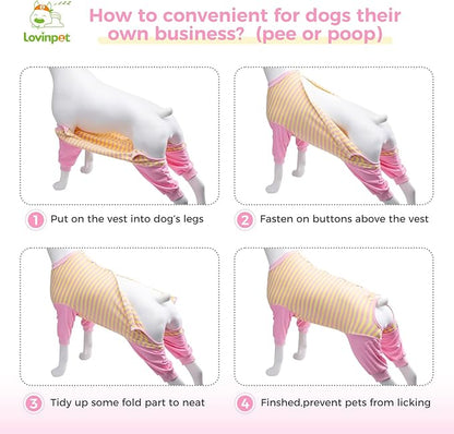 LovinPet Dog Recovery Suit for Large Medium Dogs - Full Coverage Dog's Bodysuit Wound Protective Surgical for Abdominal Wounds After Surgery Anti-Licking Cut-Out Design of Abdomen,Buttons,XXL