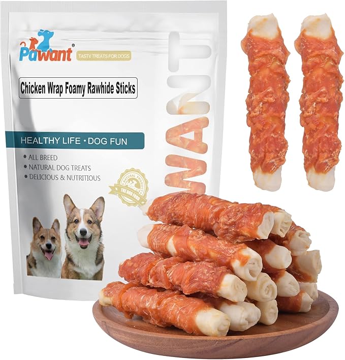 Dog Treats Chicken Wrapped Rawhide Rolls Healthy Dog Chews Long Lasting 0.5lb/227g