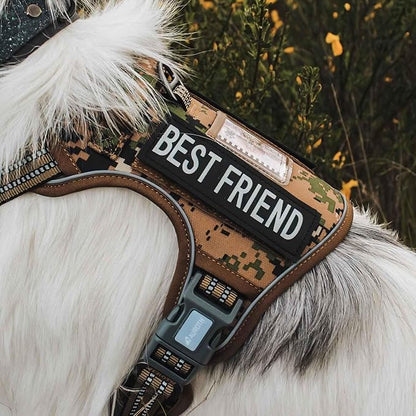 Auroth Tactical Dog Harness for Large Dogs No Pull Adjustable Pet Harness Reflective K9 Working Training Easy Control Pet Vest Military Service Dog Harnesses Woodland Camo XL