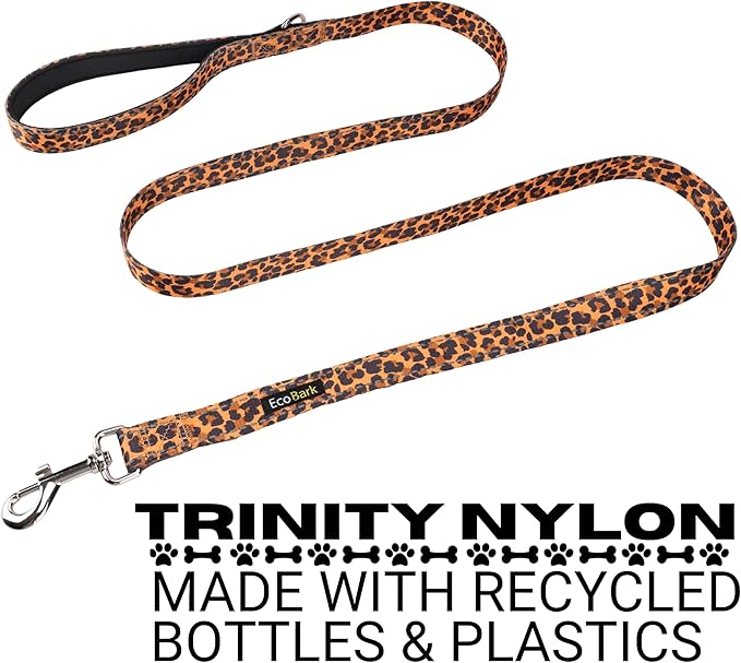 EcoBark Dog Leash - Soft & Reflective Comfort Leash with Padded Handle - Safe, Strong. & Durable for Small, Medium or Large Dogs (Cheetah)