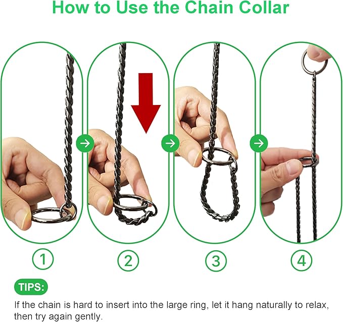 Dog P Snake Chain Chrome Plated Metal Dog Training Choke/Collar-Fully Guaranteed Against Rust Tarnish or Breakage-Recommended for Professional Training (Golden, 5mm * 26")