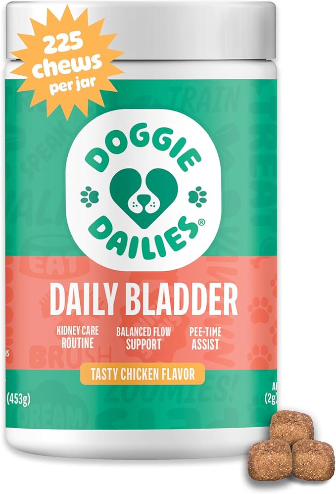 Doggie Dailies Cranberry Supplement for Dogs - Urinary Tract, Bladder & Kidney Support - Cranberry with Marshmallow Root, Licorice Root & Apple Cider Vinegar (Chicken) 225 Soft Chews