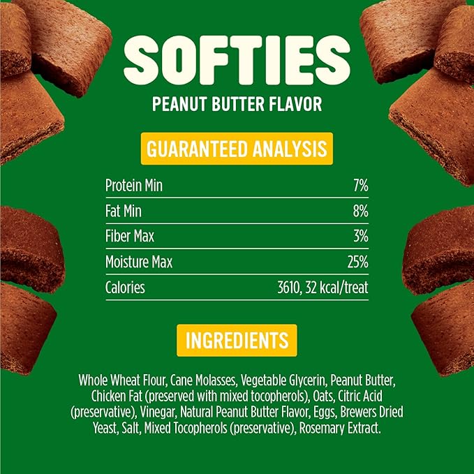 Blue Dog Bakery Natural Dog Treats, Softies, Peanut Butter Flavor, 16.2oz Bag, 6 Bags
