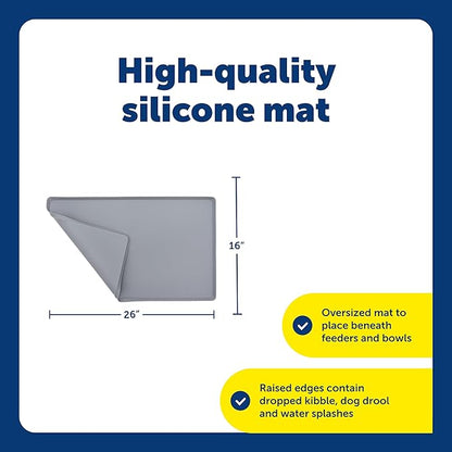 PetSafe Fountain & Feeder Mat - Keeps Floors Clean & Dry - Waterproof Pet Feeder Mat - Non-Slip Design - Raised Lip Placemat - Food-Grade Silicone - Dishwasher Safe