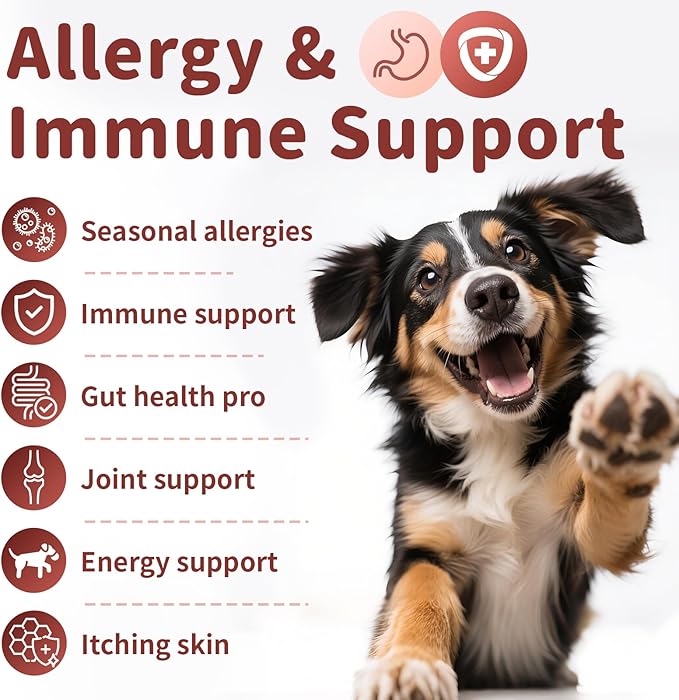 Turkey Tail Mushroom for Dogs,Dog Allergy Chews, Probiotics for Dog Allergy Relief - Itchy Skin- Allergy Paw Relief - Seasonal Allergies & Immune Gut Health & Joint, Bacon Flavor - 90 Count