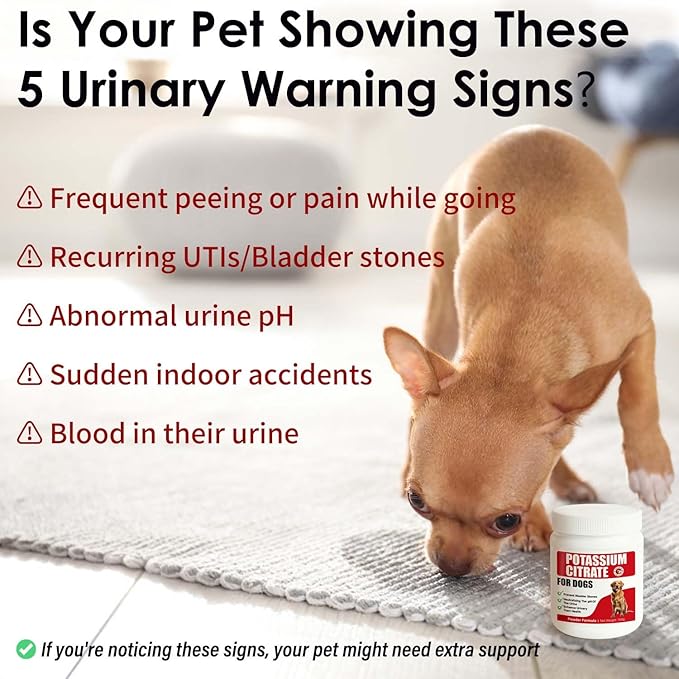 Potassium Citrate & Cranberry Supplement for Dogs & Cats - UTI Treatment & Bladder Support Powder, pH Balance, Urinary Tract & Stone Prevention