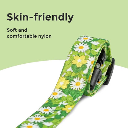 Kazazoo Dog Collar Cute and Soft Nylon Puppy Collar for Boy and Girl, Adjustable Dog Collars for Small Medium Dogs, Green Daisy-XS