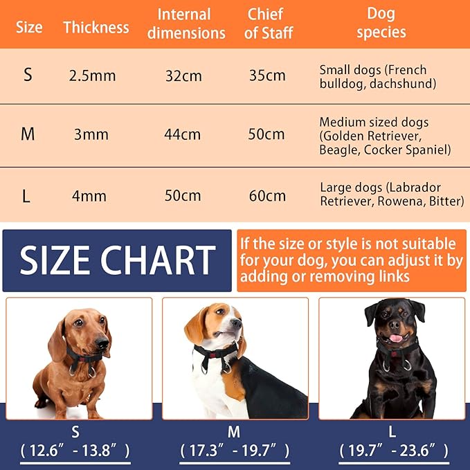 Dog Training Collar, Stainless Steel with Soft Rubber Cap, Adjustable with Quick Release Buckle (S)