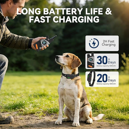 CanineJoy Dog Shock Collar and Automatic Bark Collar - 2-in-1 4200FT Dog Training Collar with Remote Control, Waterproof Electric Collar with 4 Training Modes, Security Lock, Rechargeable E-Collar