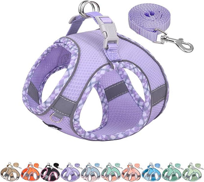 AIITLE Small Dog Harness - Breathable Double-Layer Jacquard No-Choke Vest, Durable Anti-Tear Fabric with Reflective Trim - Perfect for Running, Parties, Daily Walks (Purple, XS)