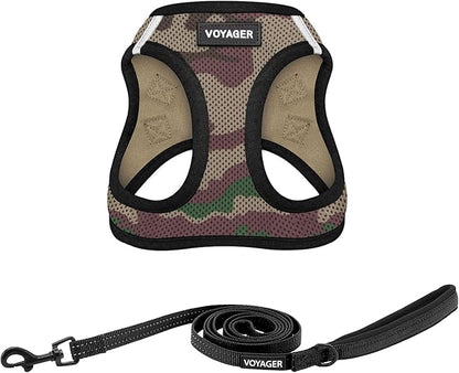Best Pet Supplies Voyager Step-in Air All Weather Mesh Harness and Reflective Dog 5ft Leash Combo with Neoprene Handle, for Small, Medium and Large Breed Puppies - Set (Army/Black Trim), X-Small