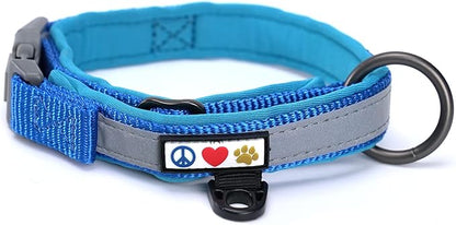 Pawtitas Lumberjack Padded Martingale Collar for Dogs | Soft Neoprene Dog Collar for Your pet's Comfort Made with Reflective Band for Maximum Visibility | Fits Small and Large Pets - Medium Blue