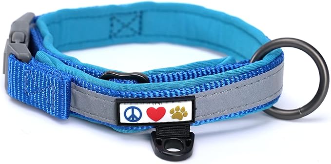 Pawtitas Lumberjack Padded Martingale Collar for Dogs | Soft Neoprene Dog Collar for Your pet's Comfort Made with Reflective Band for Maximum Visibility | Fits Small and Large Pets - Large Blue