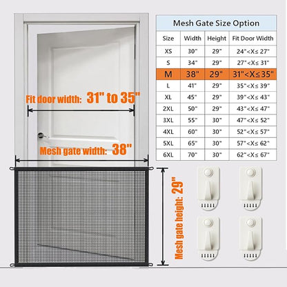 Cupount Dog Screen Mesh Gate for Stairs Pet Gates for The House: for Doorways Stairways Indoor 29 inches Tall, 38 inch Wide, Fits 32-35 inch Openings