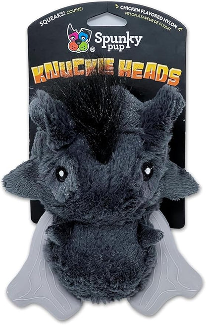 Spunky pup Knucklehead Durable Dog Toy - 2-in-1 Plush & Chew Toy for Aggressive Chewers, Chicken-Flavored Dental Chew, Durable Double-Stitched Squeaker- Warthog