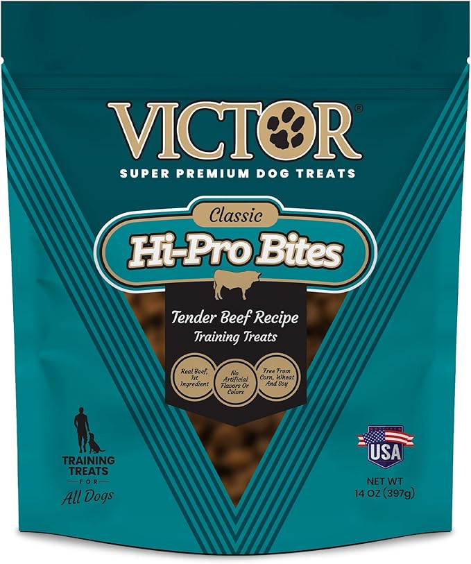 VICTOR Super Premium Dog Treats – Classic Hi-Pro Savory Bites with Real Beef – Supports Immune System, Digestive Health, & Healthy Coat – Tender Beef Treats for Active and Sporting Dogs, 14 oz